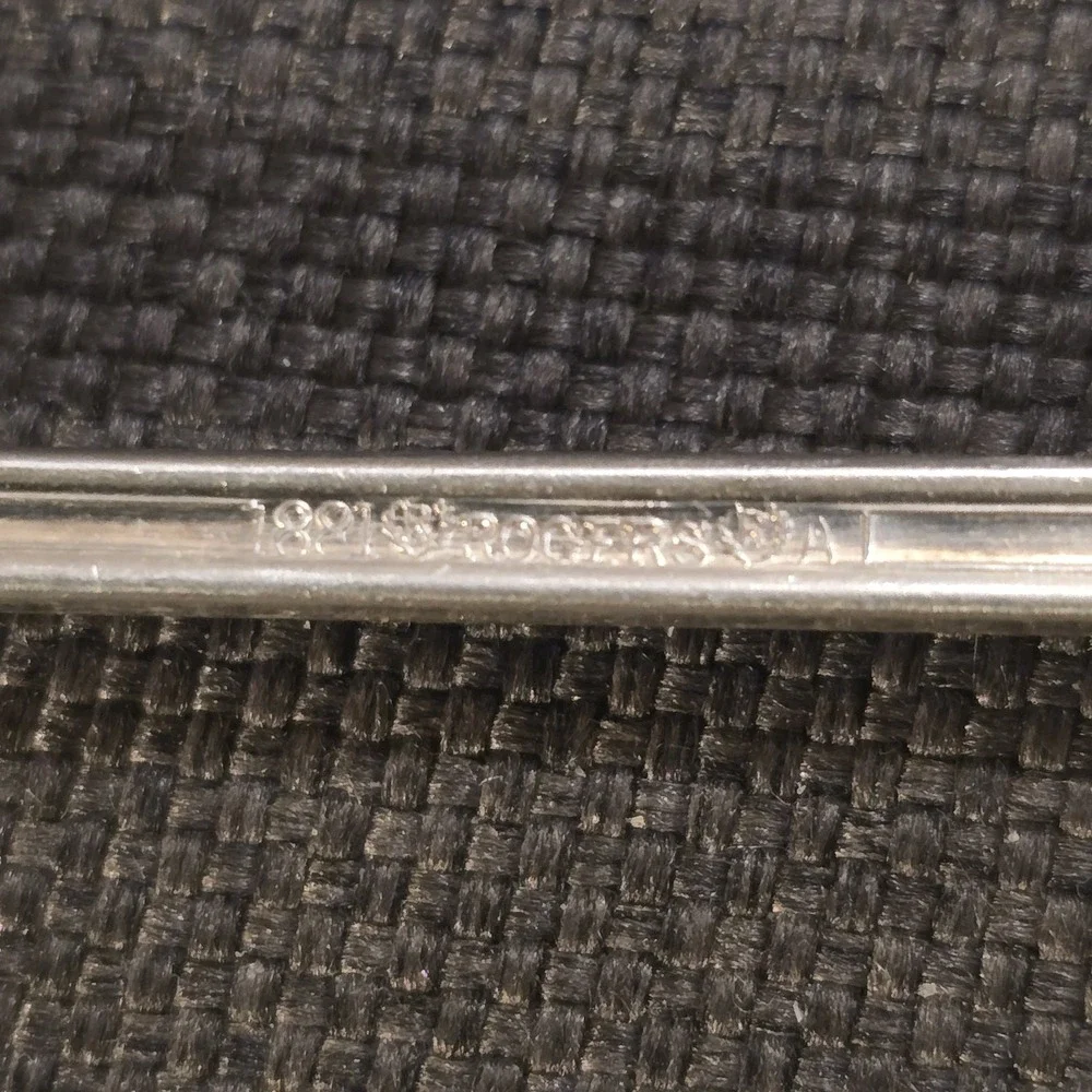 X6 Oneida GRECIAN Silverplate Long Spoon 1881 Rogers Greek Key Flatware 7 3/4